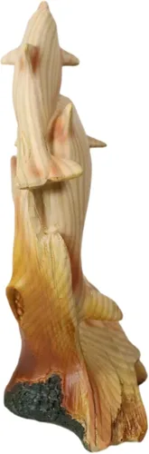 Vista 7 de Ebros Gift Three Dancing Family of Dolphins Escultura de 7 pulgadas de alto de resina de madera sintética de delfines nariz de botella Familia