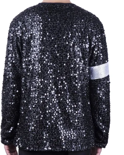 Vista 3 de Estilo de Michael Jackson Billie Jean Disfraz de chaqueta brillante para niñoadulto