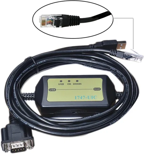 Vista 2 de Cable de programación del PLC compatible con AB 1747 UIC, USB al convertidor de interfaz DH485 RS485 RS232