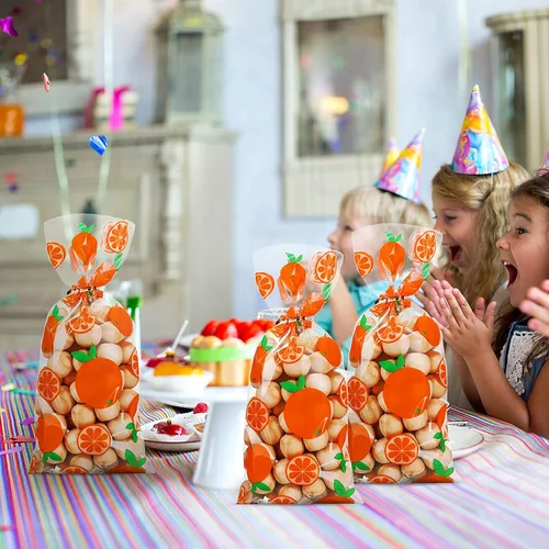 Vista 5 de WILLBOND 100 bolsas de celofán para golosinas de celofán Little Cutie para fiesta, bolsas de celofán de plástico con 100 lazos giratorios