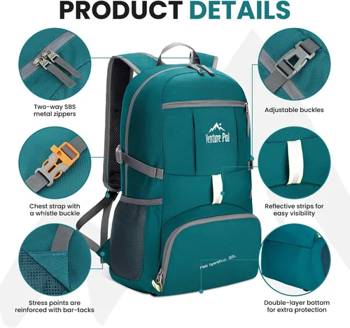 Vista 9 de Venture Pal 35L Ultraligero Ligero Plegable Plegable Viaje Camping Senderismo Deportes al aire libre Mochila Daypack