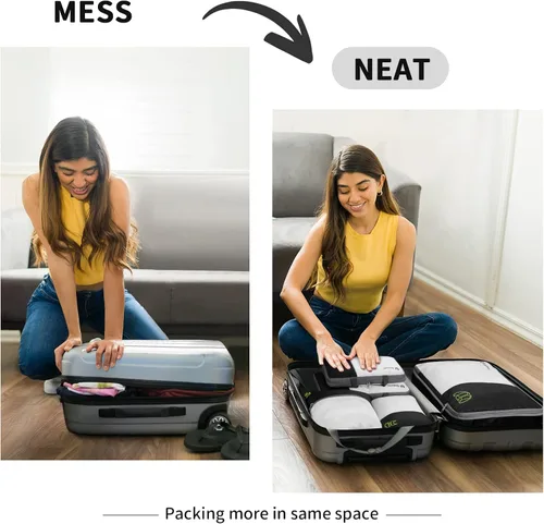 Vista 5 de SIMBOOM Juego de 6 cubos de compresión para viajes, bolsas organizadoras de maleta, organizador de equipaje, artículos esenciales de viaje