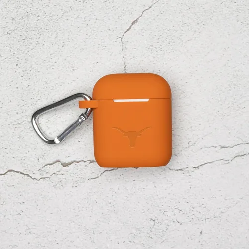 Vista 2 de AFFINITY BANDS Texas Longhorns - Funda de silicona grabada compatible con Apple AirPods Gen 1 y 2 (naranja quemado)