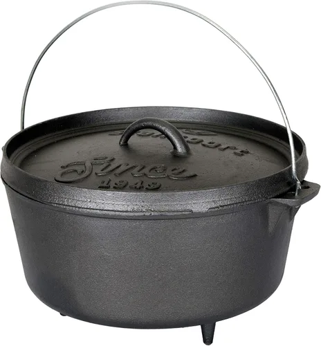 Vista 23 de Stansport - Horno holandés de hierro fundido presazonado de 1 cuarto con fondo plano (16016) Pre-seasoned cast iron with a flat bottom for stovetop