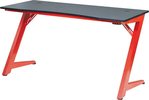 Vista 7 de OSP Home Furnishings Beta Battlestation - Escritorio para juegos con luces LED RGB Bluetooth, color rojo mate
