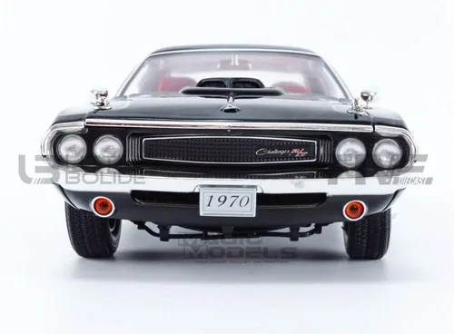 Vista 9 de 1:18 1970 Dodge Challenger R/T 440 - Paquete de 6 unidades, negro con rojo Greenlight