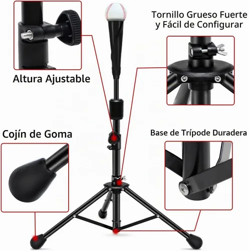 Vista 5 de FDLS Baseball Tee,Adjustable Travel Tripod Stand Batting Tee with Bag
