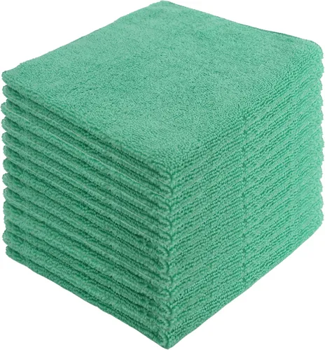 Vista 11 de Toallas de limpieza de microfibra, paquete de 12, 16 x 16 pulgadas, multiusos, más suaves, altamente absorbentes, sin pelusas, reutilizables Negro