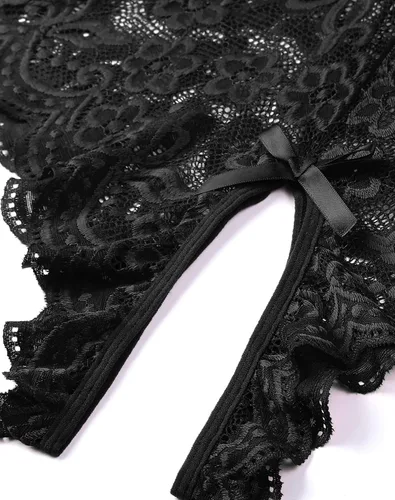 Vista 5 de Lencería para mujer lencería de peluche de una pieza cuello en V sexy camisón de encaje