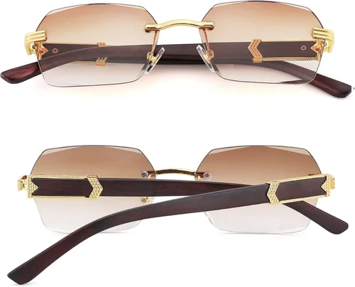 Vista 7 de Pro Acme Gafas de sol rectangulares sin montura para mujer, gafas cuadradas Y2K, sin marco