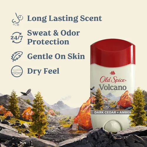 Vista 2 de Old Spice Volcán antitranspirante y desodorante para hombre con carbón, 2.6 onzas (paquete de 3) con gel de baño Swagger tamaño viaje
