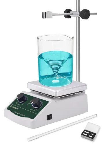 Vista 8 de Placa de Calentamiento con Agitador Magnético 300℃/ 572℉ 2L Mezclador Calentado 2000RPM para Laboratorio con Barra de Agitación Recicladora Set