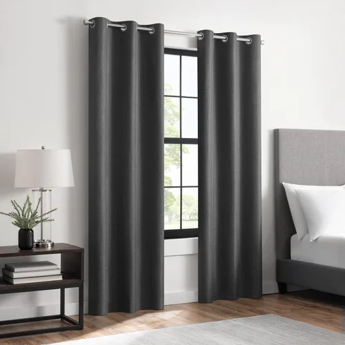 Vista 2 de Eclipse Welwick Magnitech - Cortina 100 % opaca con ojales, cierre magnético sin costuras para dormitorio, sala de estar o guardería, 63 pulgadas