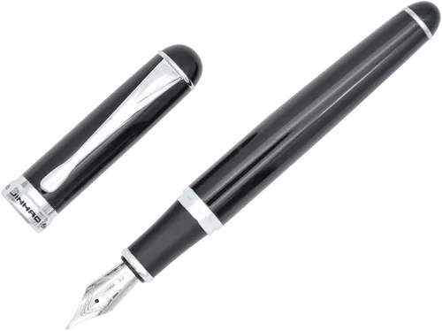 Vista 4 de Gullor Pluma estilográfica ejecutiva avanzada Jinhao 750 negro brillante con plata