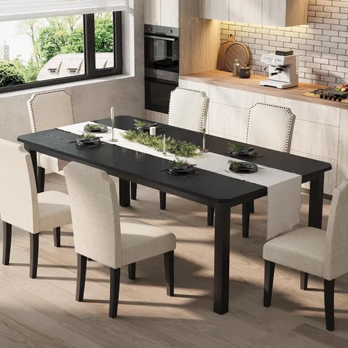 Vista 11 de Garvee Mesa de comedor de 63 ″ para 4-6 personas para comedor, negra