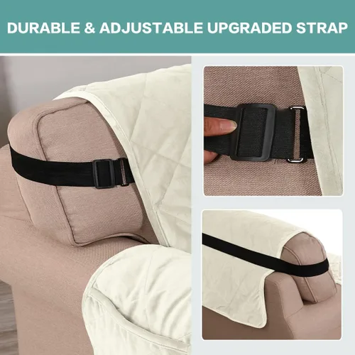 Vista 4 de Turquoize Funda de terciopelo para sillas reclinables, fundas acolchadas para sillas reclinables pequeñas, fundas antideslizantes con correas