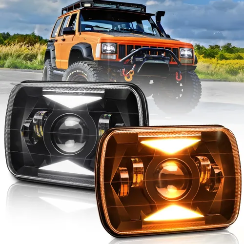 Vista 9 de LEDMIRCY 4x6 luces LED blancas de haz sellado alto/bajo rectangular 4 piezas 45W conjuntos de faros rectangulares para vehículos con H4651 H4656