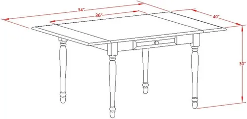 Vista 2 de HomeStock Mesa de comedor rectangular artesanal con 2 gotas y patas elegantes, 36 x 54 pulgadas, caoba, mesa de comedor de estilo tradicional, mesa