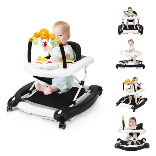 Vista 12 de Boyro Baby Andador de bebé 5-en-1, andadores de bebé para niños y niñas de 6 a 12 meses, andador de actividad plegable, andador para bebés y niños