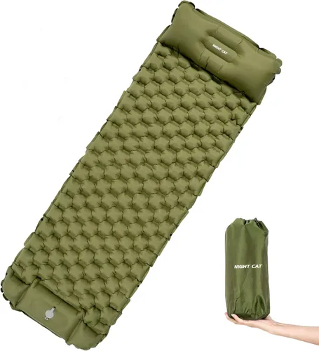 Vista 9 de Night Cat Colchonetas Inflables para Dormir con Almohada y Bomba de Pie para Camping, Mochilero, Senderismo, Ultraligera, Compacta, Cómoda