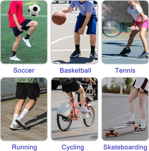 Vista 6 de Calcetines de fútbol para niños, antideslizantes, acolchados, atléticos, para correr, deportes, niños, jóvenes, 6 pares