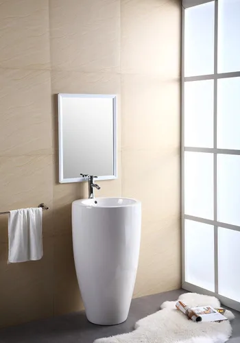 Vista 8 de Fine Fixtures Pedestal de la isla, elegante fregadero de pedestal de una pieza, China vítrea