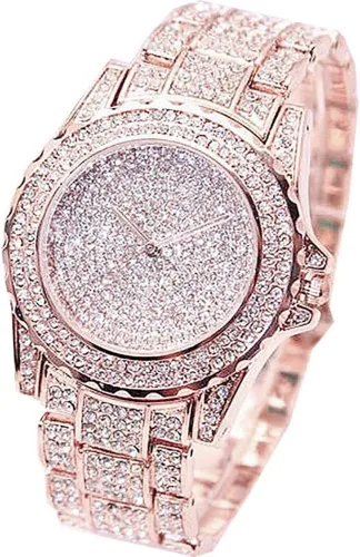 Vista 7 de Reloj de lujo para mujer Bling Bling de moda, joyería de cristal con diamantes de imitación, relojes para mujer con correa de acero, esfera redonda