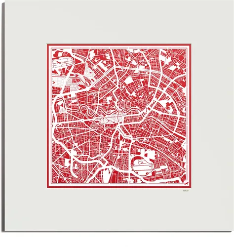 Vista 85 de O3 Design Studio Mapa de corte de papel de París, color negro mate, 20 x 20 pulgadas, arte en papel