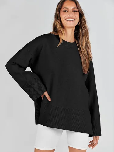 Vista 6 de Caracilia Suéter holgado de manga larga con cuello redondo para mujer, para otoño e invierno 2023