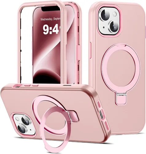Vista 27 de Funda compatible con iPhone 13 y 14 de 6.1 pulgadas con soporte de anillo magnético [protección militar contra caídas] [compatible con Mag-Safe]