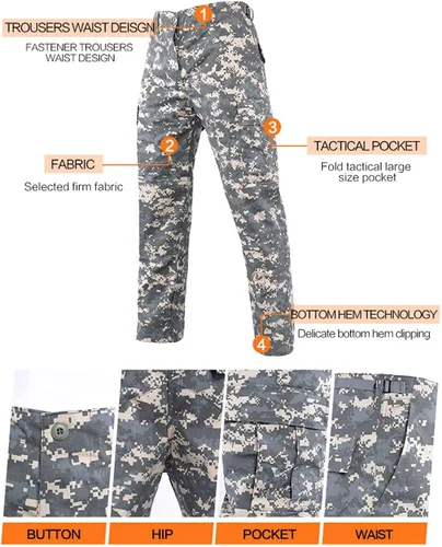 Vista 5 de LANBAOSI Conjunto táctico BDU uniforme de combate para hombre, camisa militar, chaqueta y pantalones