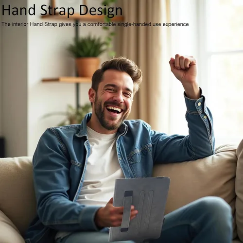 Vista 7 de Funda universal para tablet Android de 7 8 pulgadas, Dluggs soporte de visualización multiángulo con funda y correa de mano para tablet de 7.0-8.5