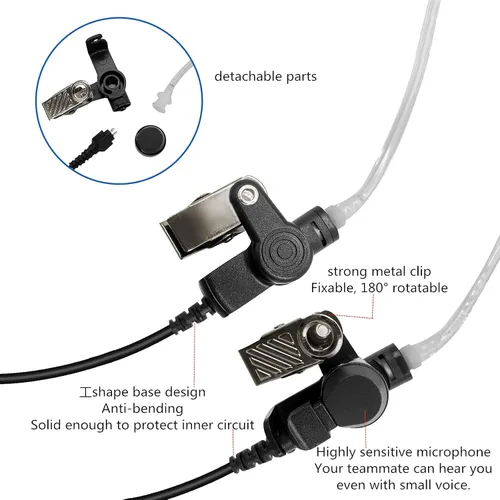 Vista 3 de WODASEN Auricular de 0.138 in solo escucha 1 pin receptor de tubo acústico Walkie Talkies Auriculares de vigilancia para radios bidireccionales