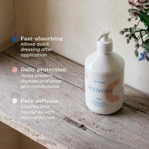 Vista 4 de MINOIS PARIS - Loción para recién nacidos y niños Loción corporal suave con aloe vera, manteca de karité y aceite de almendras Hidratante