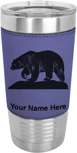 Vista 19 de LaserGram Vaso aislado al vacío de 20 onzas, oso polar, grabado personalizado incluido (piel sintética, estilo béisbol)