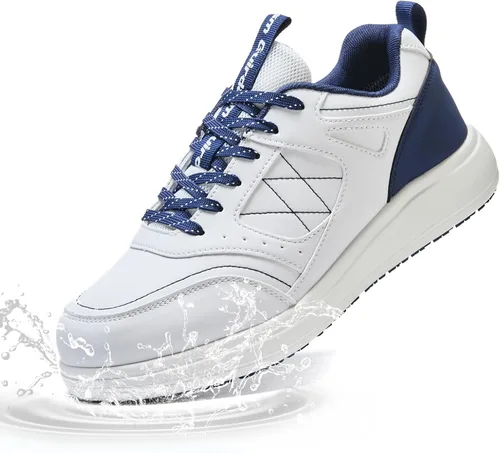 Vista 11 de Zapatos de trabajo antideslizantes para hombres, impermeables, resistentes al aceite, ligeros, duraderos, para cocina, restaurante, enfermería