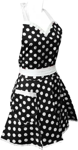Vista 2 de Wrapables Delantal de anfitriona coqueta ajustable, lunares negros