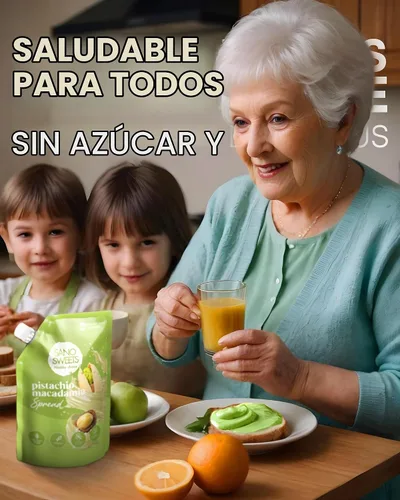 Vista 6 de Crema de pistacho para untar sin azúcar, saludable, cetogénico, vegano, sin gluten, sin aceite de palma, natural, sin lácteos, aperitivo bajo