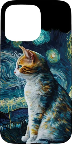 Vista 31 de Lindo Van Gogh Starry Night Cat Calico Cat Lover - Carcasa divertida para iPhone 17