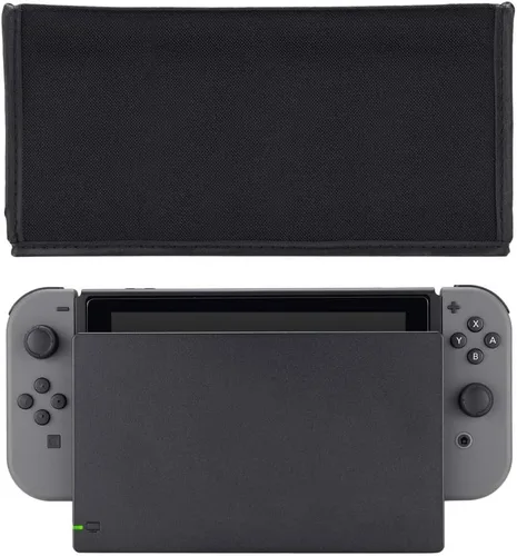 Vista 3 de eXtremeRate Cubierta antipolvo de nailon negro, forro suave y limpio, funda impermeable antiarañazos para Nintendo Switch y Switch OLED Dock de carga