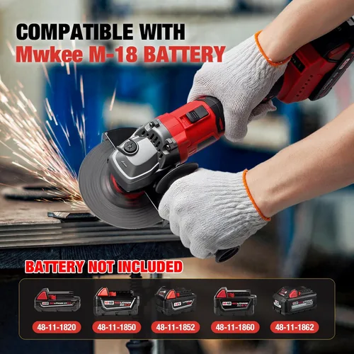 Vista 2 de Amoladora angular inalámbrica para batería Milwaukee M18 de 18 V, sin escobillas, amoladora inalámbrica de 4 1/2 pulgadas, velocidad variable