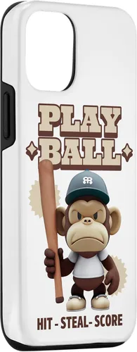 Vista 3 de Camiseta de béisbol divertida para iPhone 15, estuche PLAY BALL Slugger