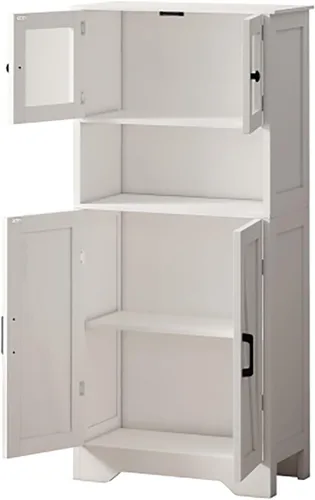 Vista 3 de Armário de Armazenamento Armário de Armazenamento con puertas de acrílico, 23.62 pulgadas con luz LED, organizador de almacenamiento para sala