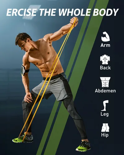 Vista 7 de AugKnot Resistance Bands for Working Out: 5-Levels Exercise Bands Set - Pull Up Assistance Elastic Silicone - Physical Therapy/Training/Stretching