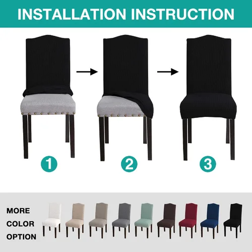 Vista 5 de Turquoize - Juego de 2 fundas elásticas para sillas de comedor, fundas lavables removibles para sillas de comedor, fundas de asiento para sillas