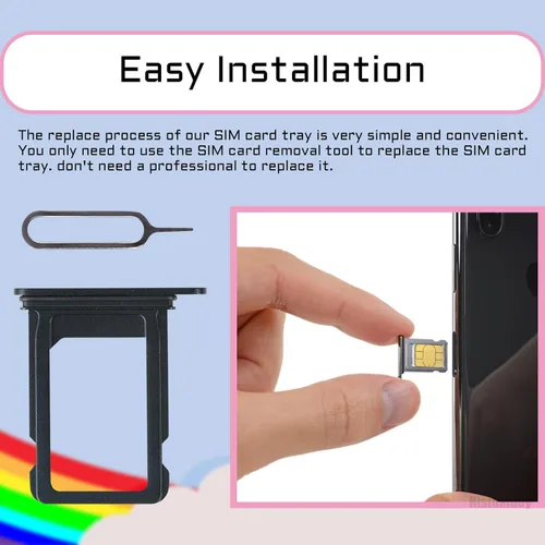 Vista 5 de Para iPhone 13 Negro Tarjeta SIM Ranura Reemplazo Solo SIM Versión Tarjeta Bandeja Adaptador con Anillo de Goma Impermeable Herramienta