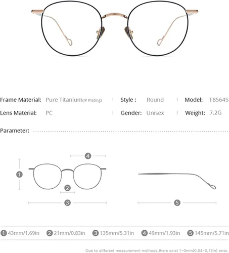 Vista 2 de FONEX Marco de lentes de titanio para mujer lentes ópticos redondos vintage de miopía para hombre