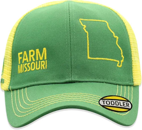 Vista 2 de John Deere Sombrero de malla para niños pequeños con contorno del orgullo estatal de la granja