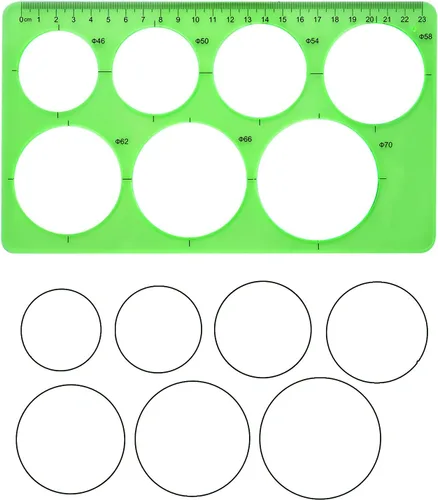 Vista 3 de Hestya Plantilla circular de 3 piezas para dibujar plantillas circulares de 3 tamaños para dibujar plantillas geométricas redondas de plástico