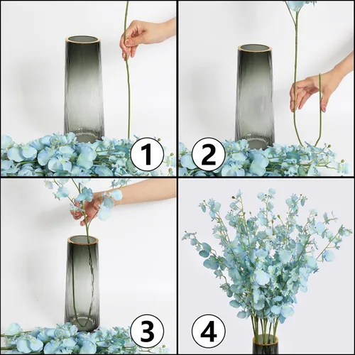 Vista 6 de Flores de orquídeas artificiales, 10 unidades (cada una de 37 pulgadas) orquídeas artificiales de tallo largo, flores artificiales de seda falsas